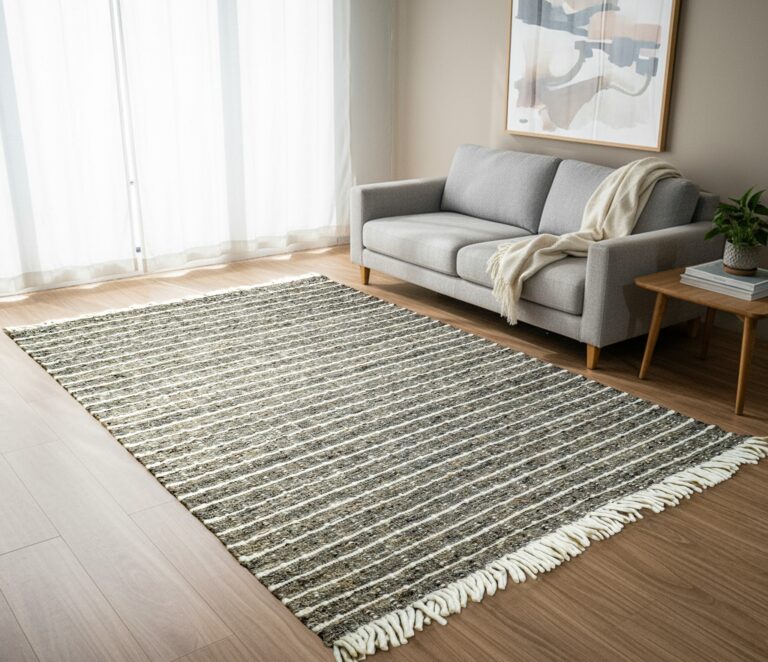 Wool flatweave check rug