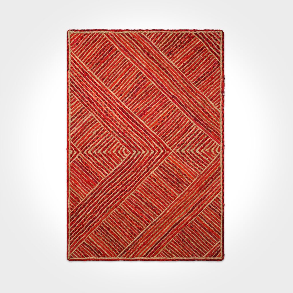 Hand-braided jute rug RU24-17 RD studio shot on white background