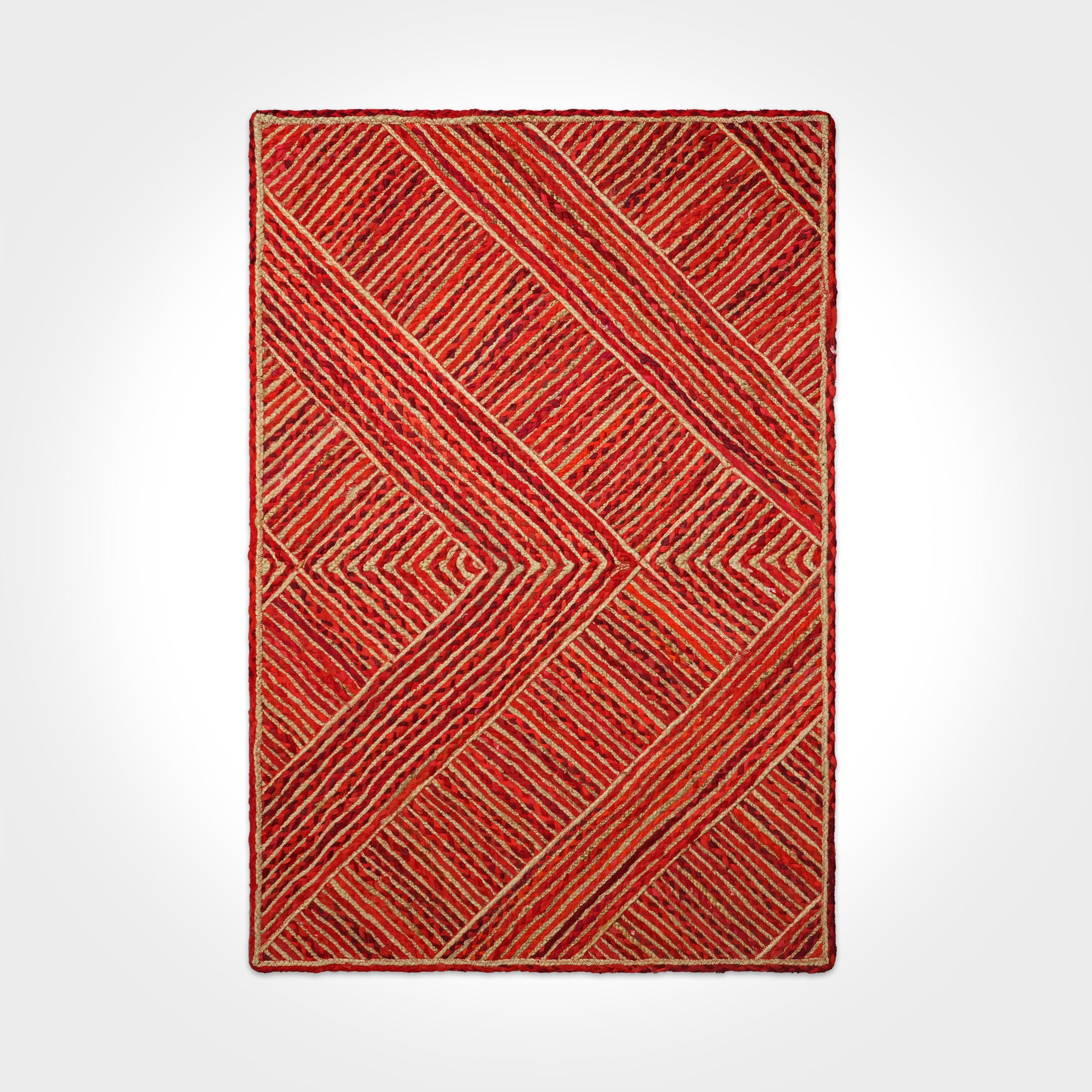 Hand-braided jute rug RU24-17 RD studio shot on white background
