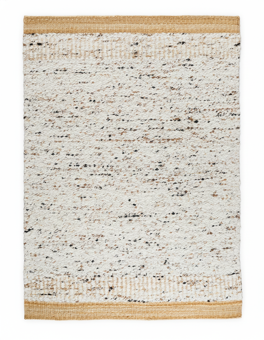 Handcarded wool rug AWD2604 studio shot on white background showing marled texture