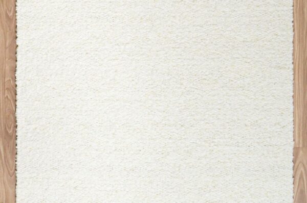 Handcarded wool rug AWD2603 IV in marled ivory tones, studio shot on white background