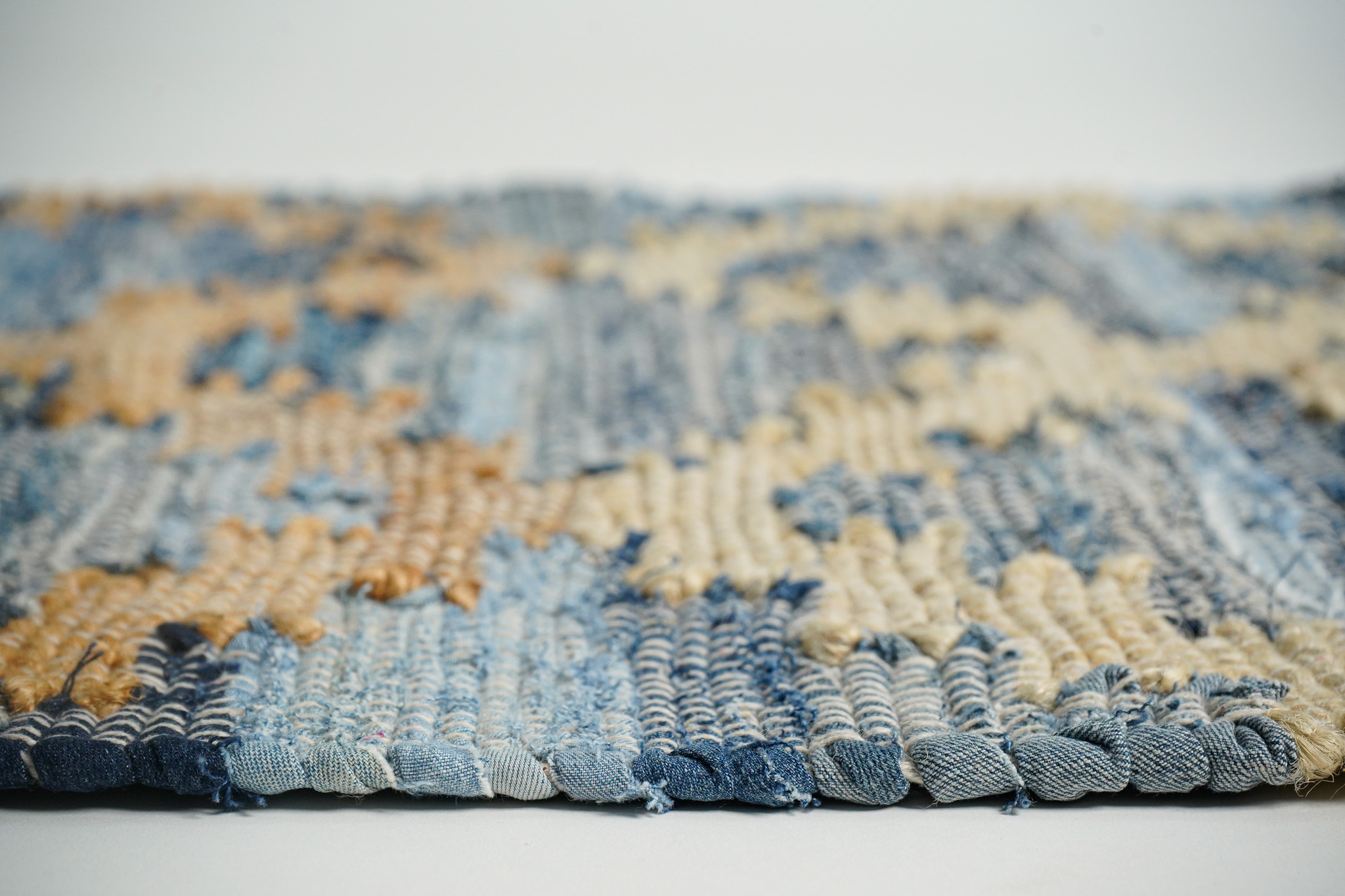 Zigzag Rug STJR-321 handwoven jute and recycled cotton denim rug styled in a room