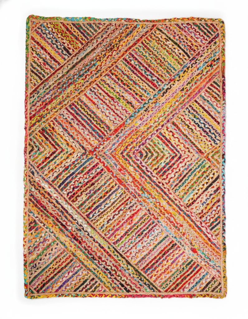 Hand-braided jute rug RU24-17 studio shot on white background