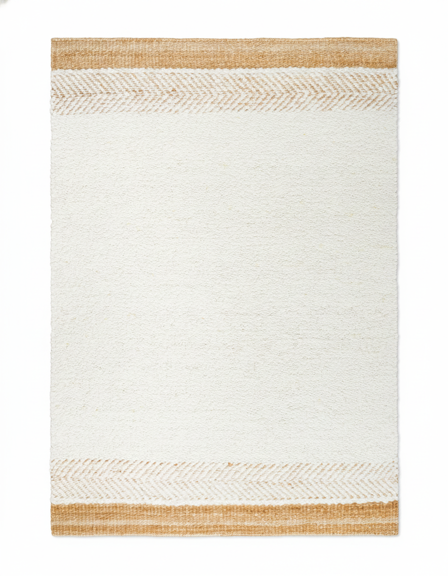 Handcarded wool rug AWD2603 IV styled in a living room setting
