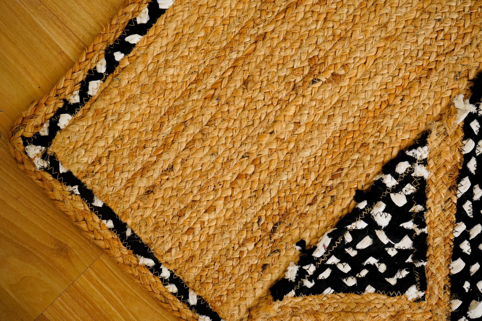 Close-up of hand-braided jute-cotton weave on Facet Rug STJR-159