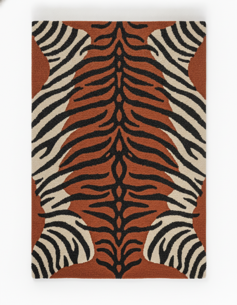 Bengal Tiger Hide hand-tufted wool-cotton carpet ATF-26050 studio shot on white background