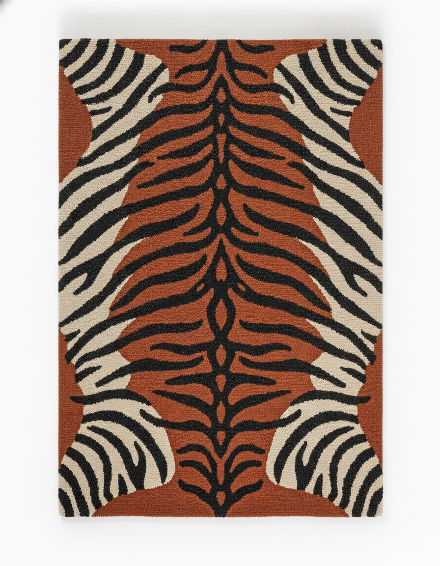 Bengal Tiger Hide hand-tufted wool-cotton carpet ATF-26050 studio shot on white background