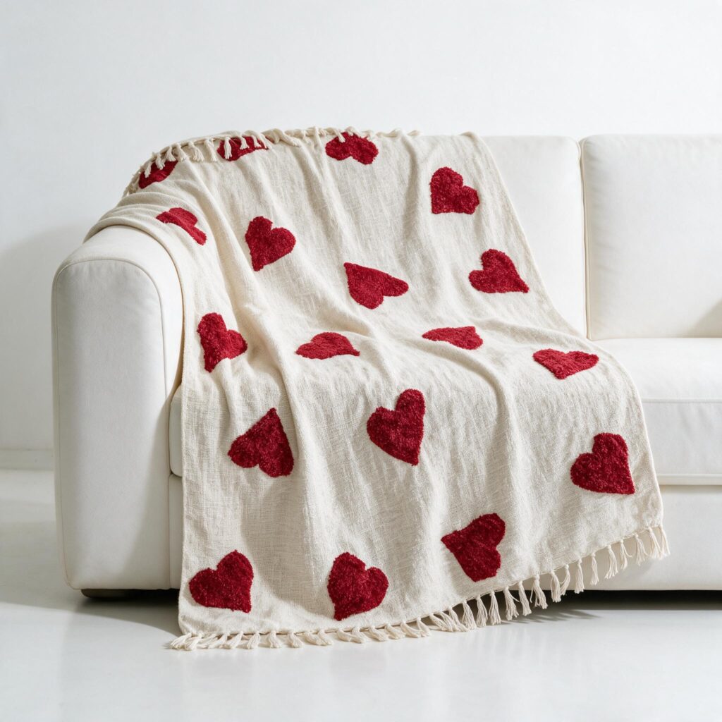 Handwoven cotton throw STCT-134 draped over a sofa in a styled living room