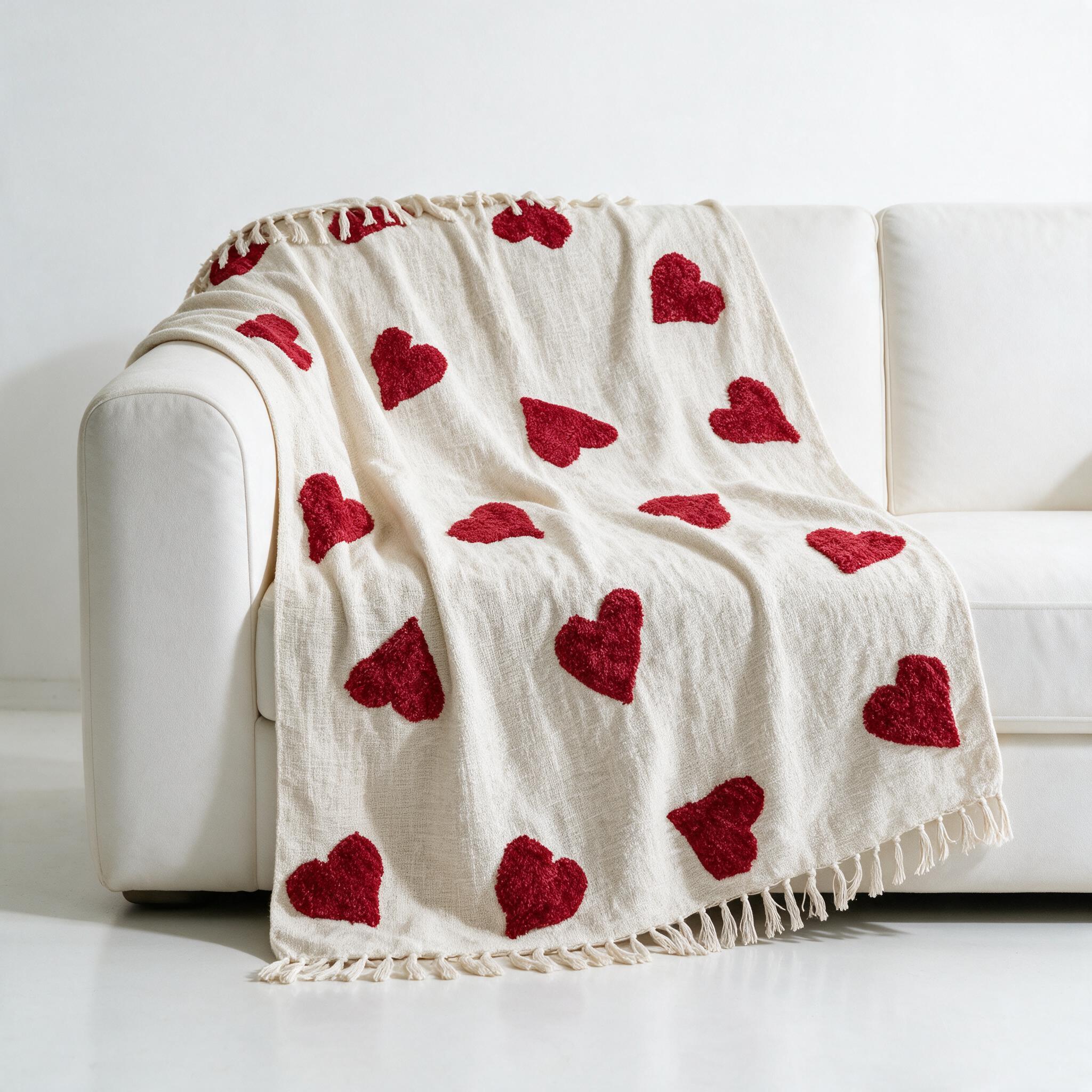 Handwoven cotton throw STCT-134 draped over a sofa in a styled living room
