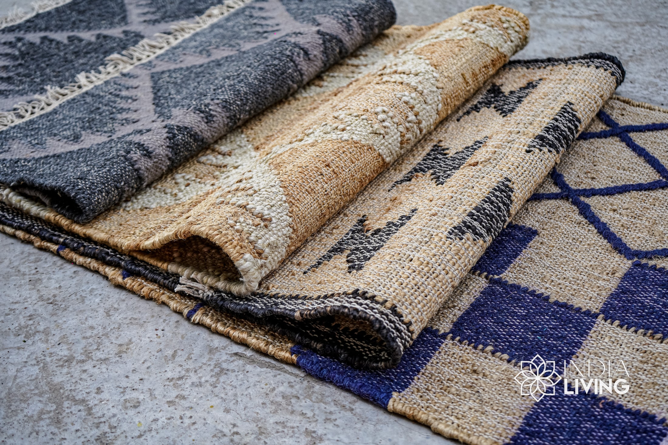 Jute rug colourways showing duskier woven tone versus digital swatch