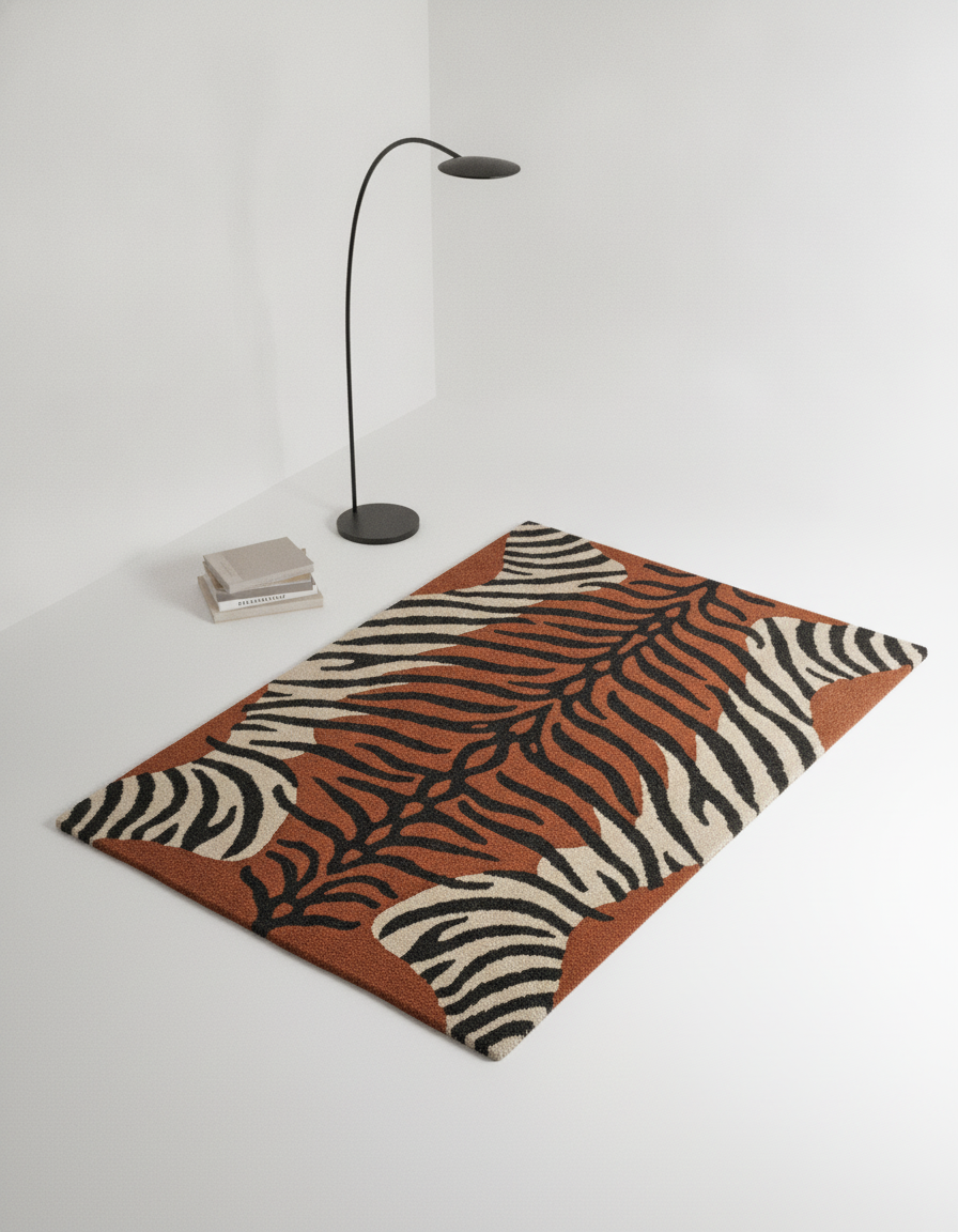 Bengal Tiger Hide hand-tufted wool-cotton carpet ATF-26050 styled in a hospitality room setting