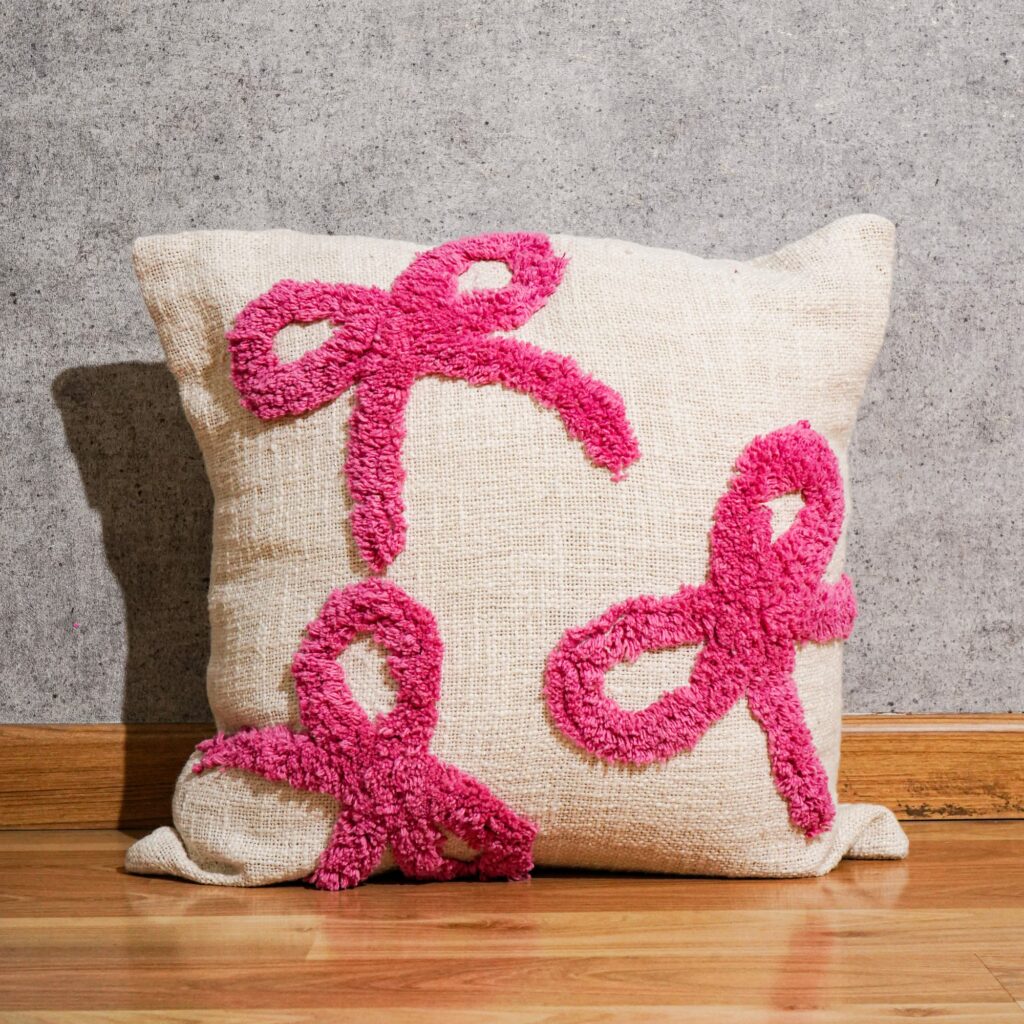 Hand-tufted cotton square cushion CC-2601 in solid tuft field, product shot