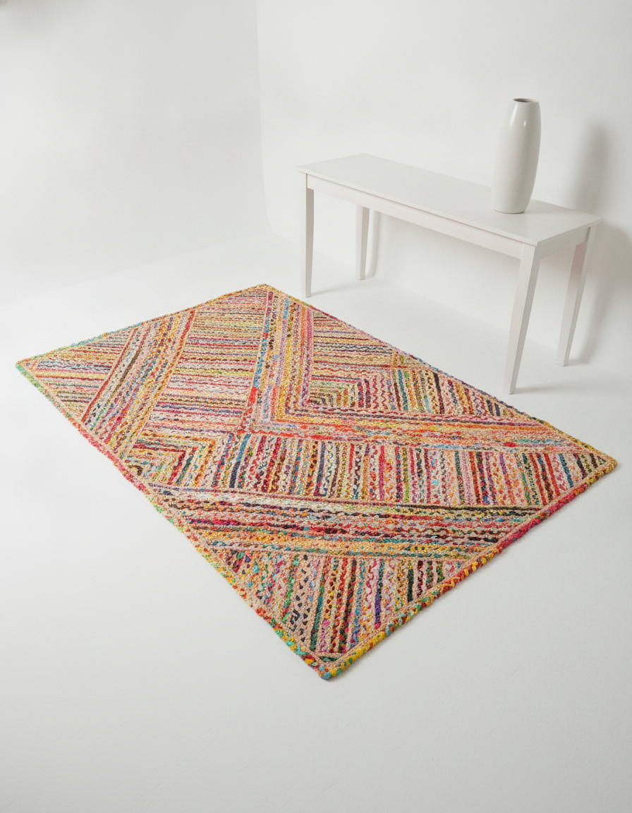 Hand-braided jute rug RU24-17 styled in a living room setting