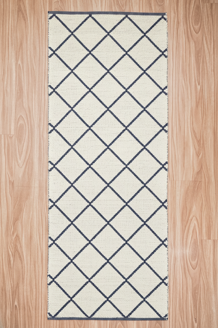 Modern Herringbone PVC handloom jacquard mat woven flat with stepped chevron pattern
