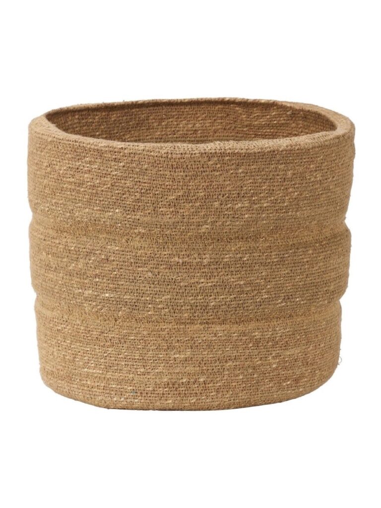 Hand-braided baskets — jute, seagrass, natural fibre