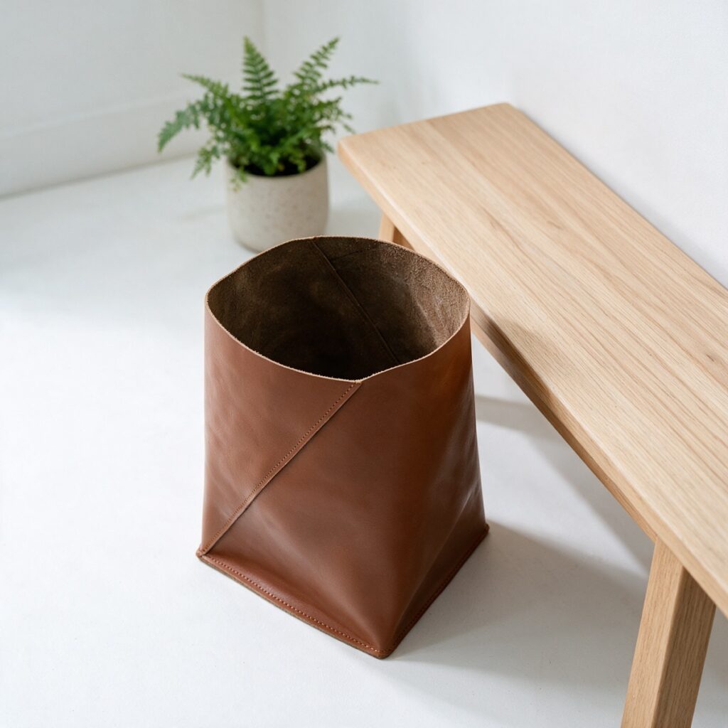 Handwoven basket styled in a room, made in India for wholesale