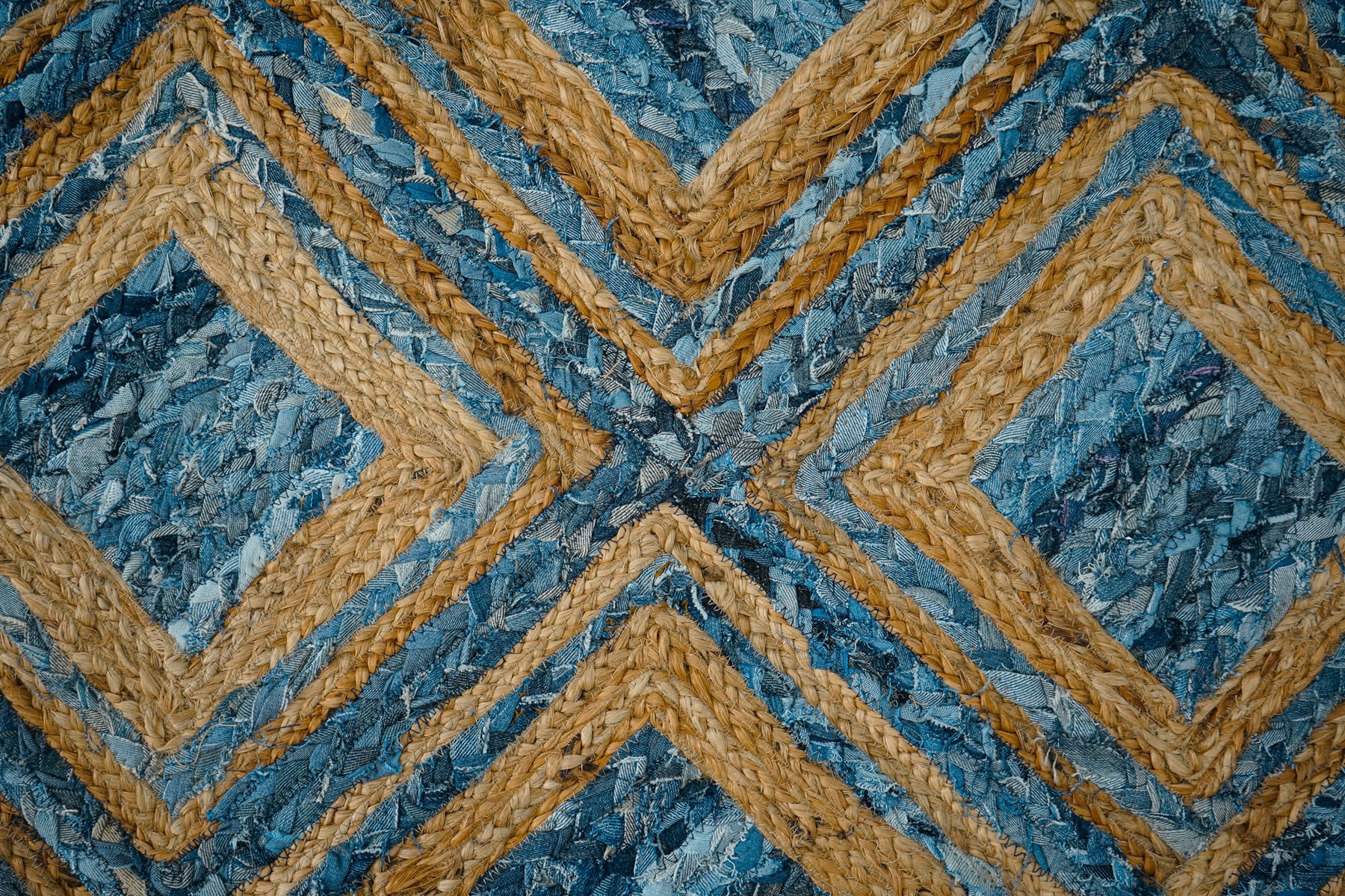 Close-up of handwoven jute flatweave texture on chevron rug STJR-307