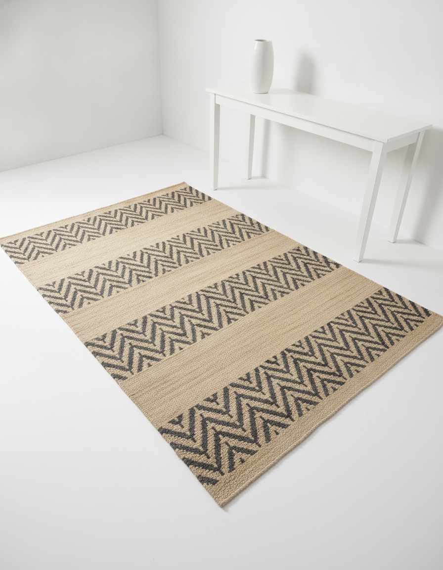 Chevron Weave Band (AJD-26023) handwoven jute rug with stepped chevron pattern