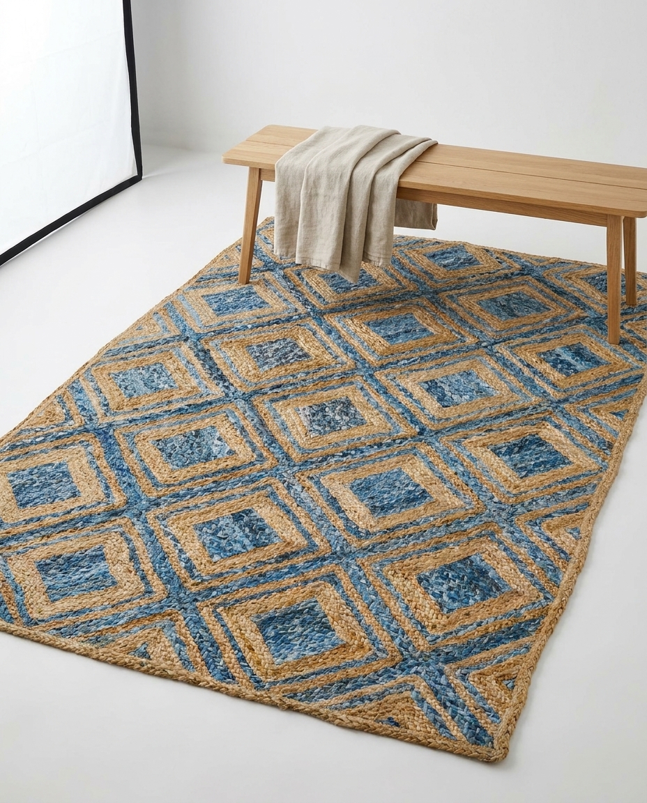 Jute chevron rug STJR-307 styled in a living room setting