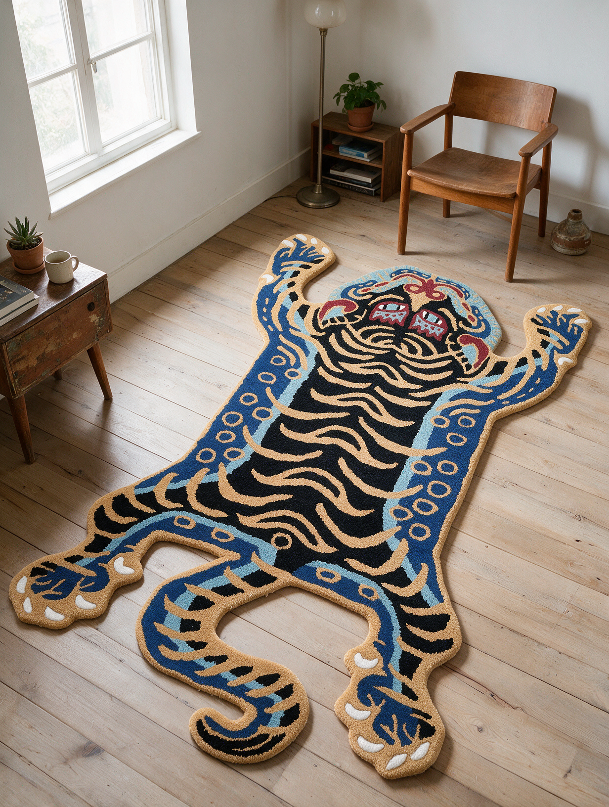 Tibetan Tiger Folk Carpet FCA-26005 styled in a hotel lounge setting
