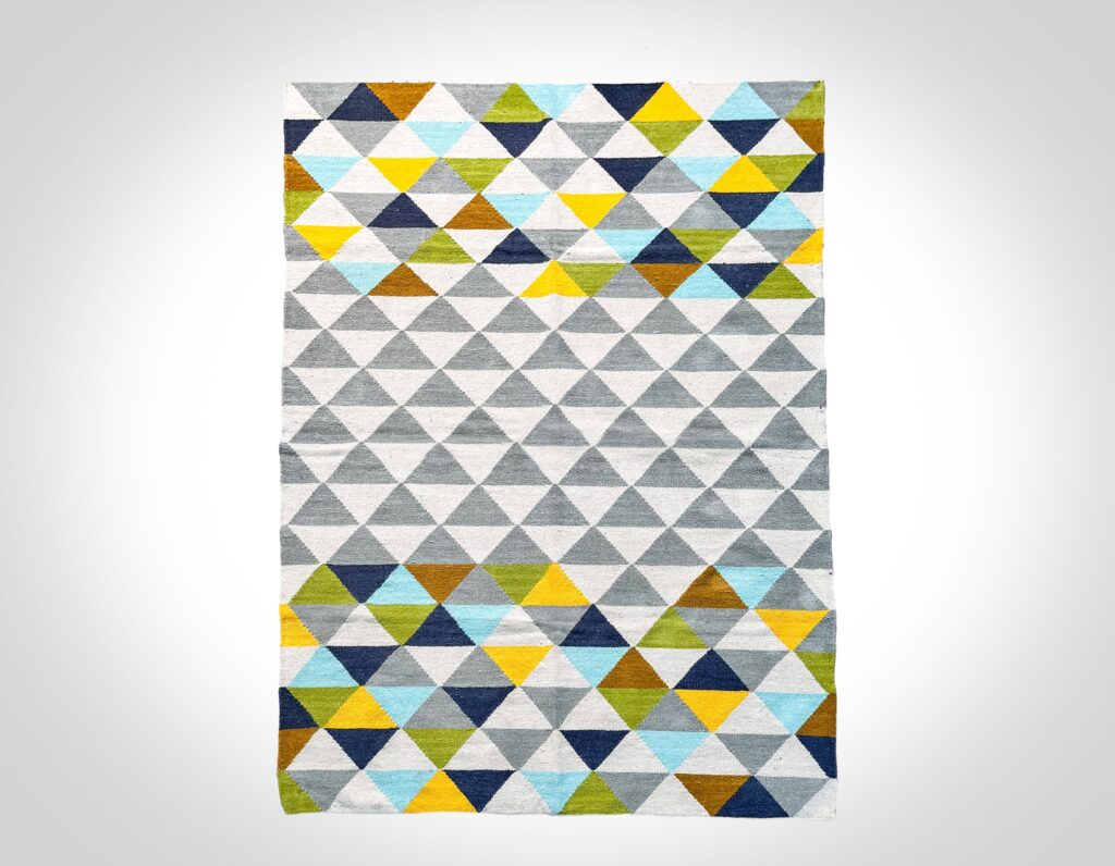 Handwoven cotton chindi rug RU24-229 studio shot on white background