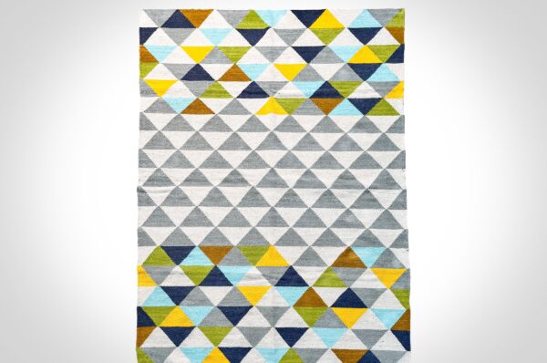 Handwoven cotton chindi rug RU24-229 studio shot on white background