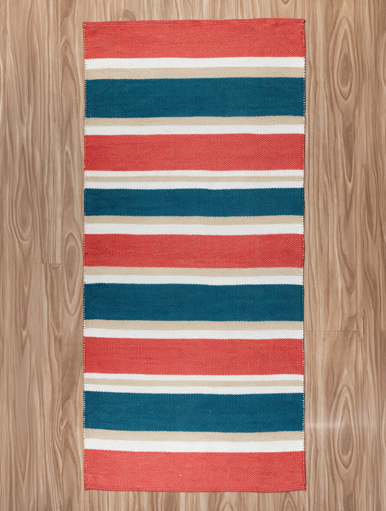 Coral Reef Stripe hand-tufted wool rug (APV-26006) shot on white studio background