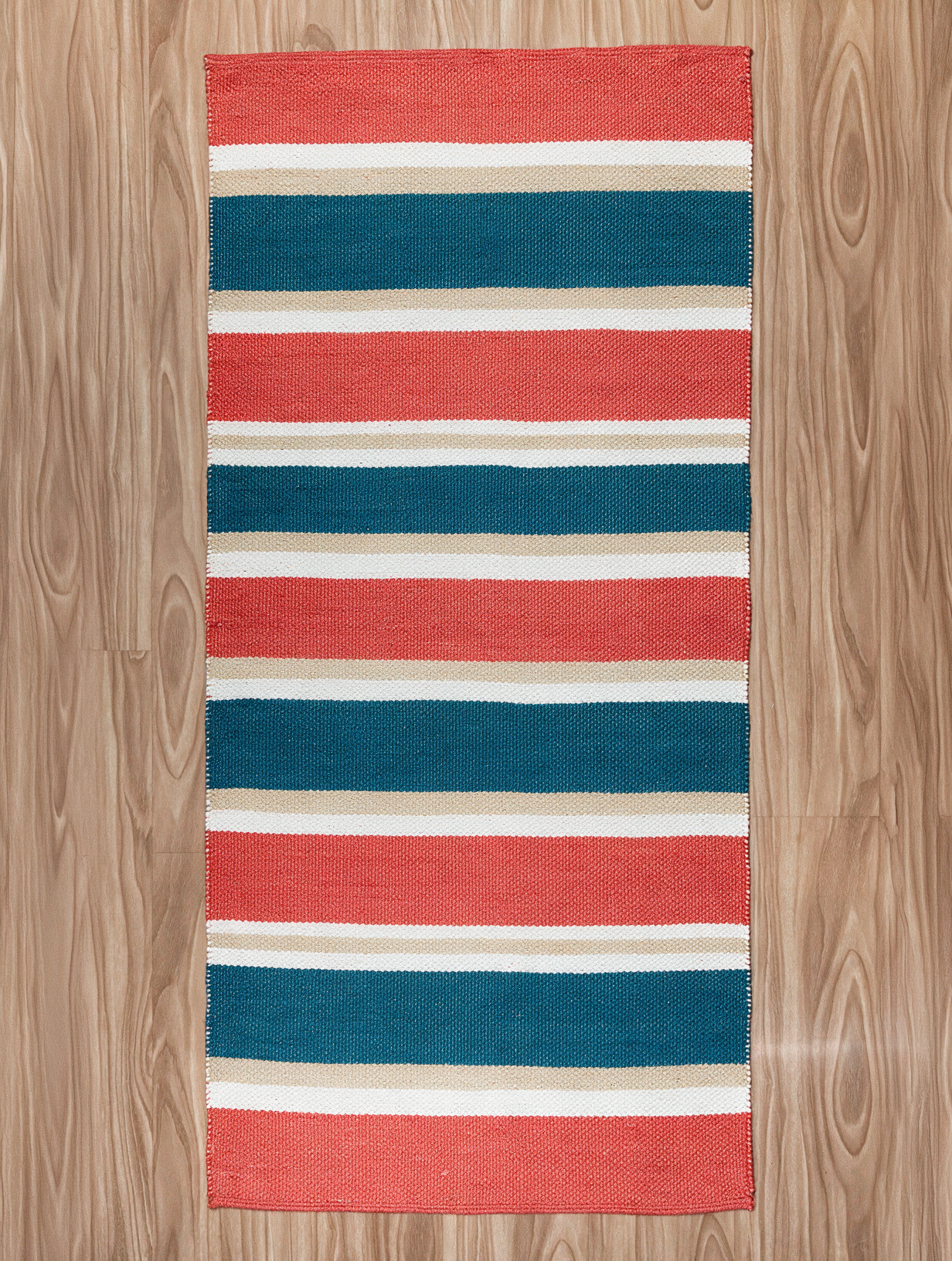 Coral Reef Stripe hand-tufted wool rug (APV-26006) shot on white studio background