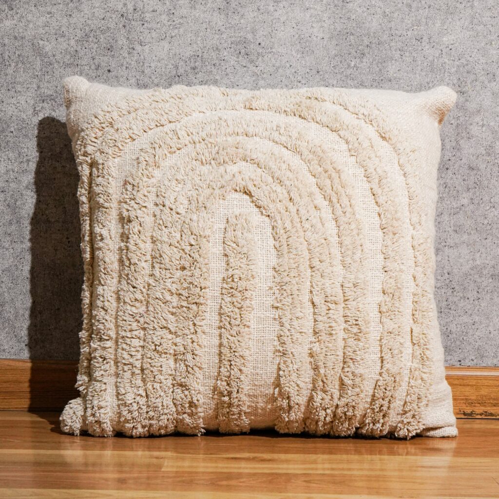 Hand-tufted cushion cover CC-2602 showing raised loop texture